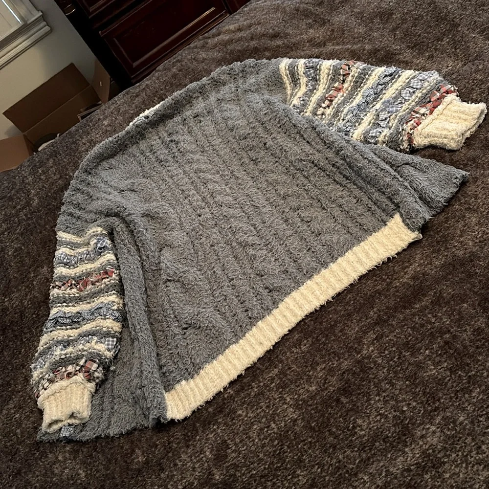 Care Free People Life's Purpose knit woven ribbon trimmed cardigan sweater sz.XS